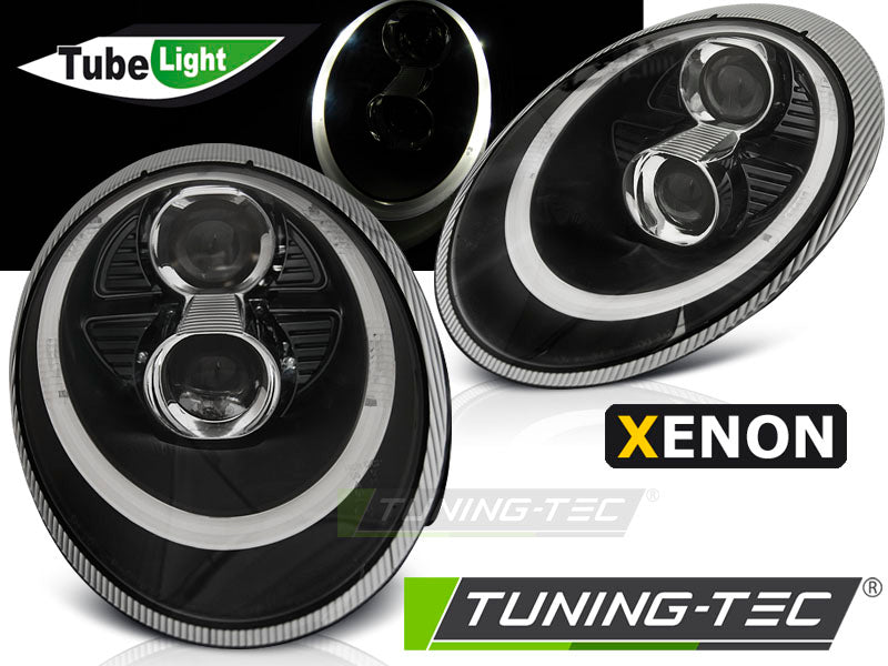 Phares au xénon, tube lumineux noir, compatibles avec Porsche 911 (997) 04-09