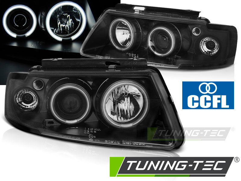 Phares Angel Eyes CCFL noirs compatibles VW Passat B5 3B 96-08.00