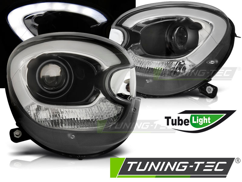 Phares tubulaires noirs compatibles BMW Mini (Cooper) R60 R61 Countryman 10-16