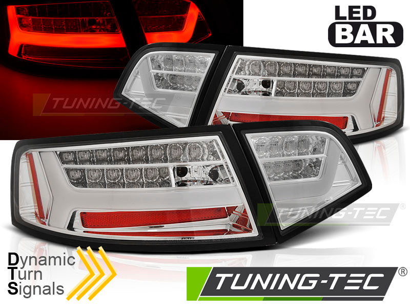 Feux arrière à LED chromés SEQ compatibles avec Audi A6 berline 08-11