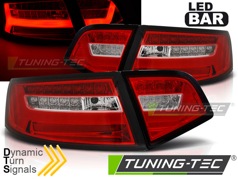 Feux arrière à LED rouges et blancs compatibles avec Audi A6 berline 08-11