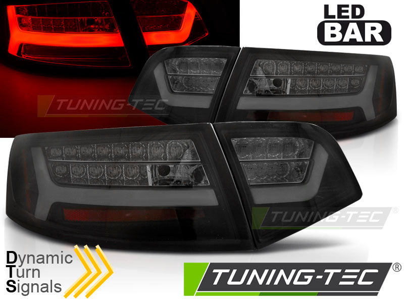 Feux arrière à LED noirs fumés SEQ compatibles avec Audi A6 berline 08-11