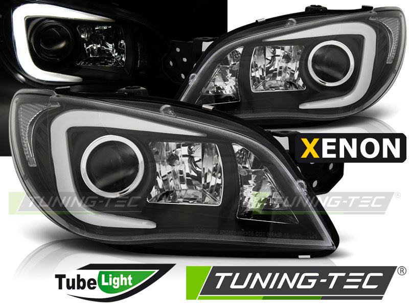 Phare tubulaire noir HID pour Subaru Impreza II GD GG 06-07