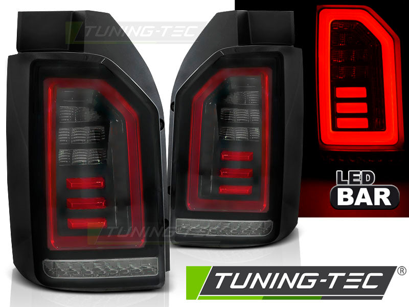 Feux arrière à LED fumés noirs et rouges compatibles VW T6 15-19