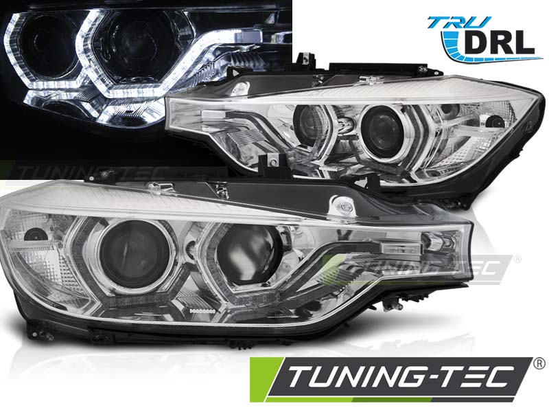 Phares Angel Eyes LED DRL chromés compatibles BMW F30/F31 10.11 - 05.15