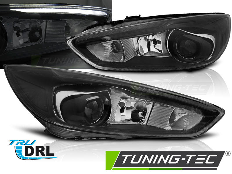 Feux de jour à LED noirs pour Ford Focus MK3 14-18 (LED d'origine)