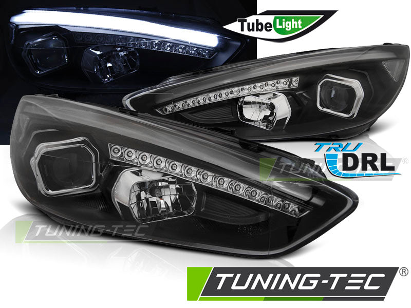 Feux de jour à LED noirs pour Ford Focus MK3 (2015-2018).