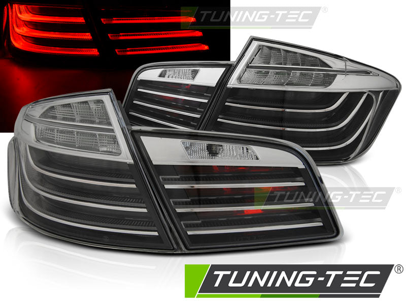 Feux arrière à LED noirs chromés style LCI compatibles BMW F10 10-07.13