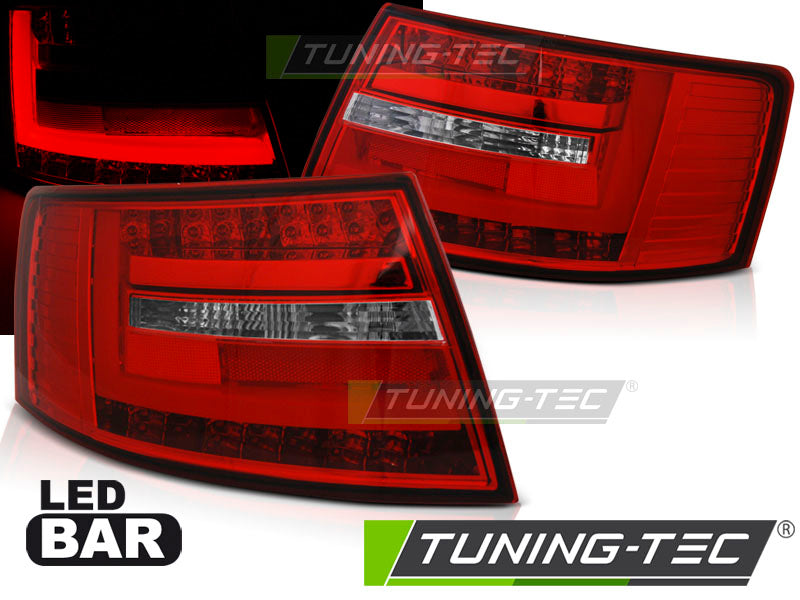 Feux arrière à LED rouges et blancs compatibles avec Audi A6 C6 berline (04.04-08), 6 broches