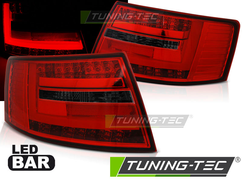 Feux arrière à LED rouges fumés compatibles avec Audi A6 C6 Berline 04.04-08, connecteur 7 broches