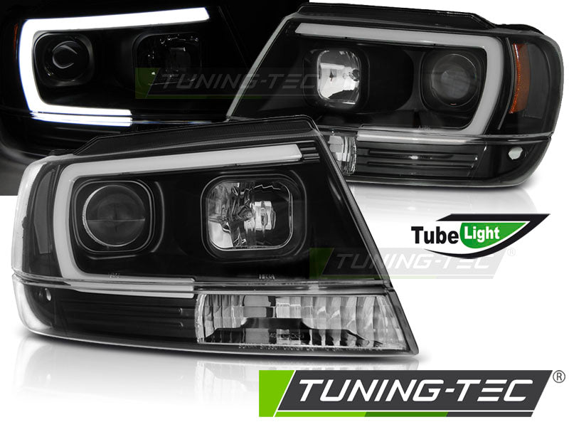Phare tubulaire noir pour Jeep Grand Cherokee 99-05