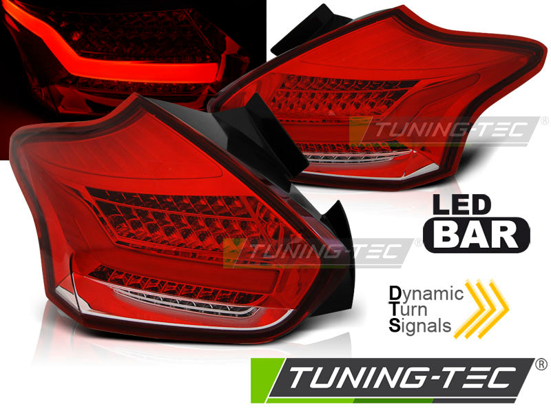 FORD FOCUS 3 15-18 HAYON ROUGE BLANC SÉQUENCE LED