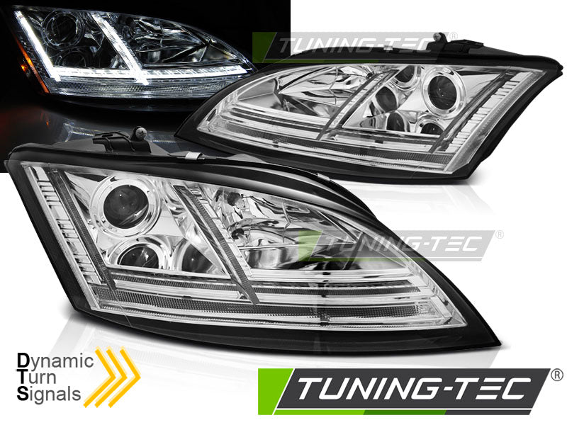 Phares LED chromés SEQ compatibles avec Audi TT 06-10 8J