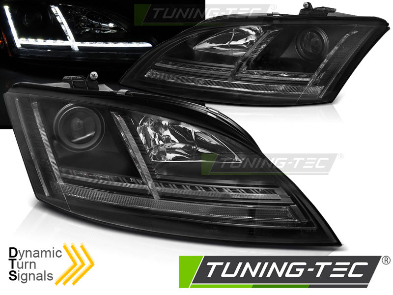 Phares LED noirs SEQ compatibles avec Audi TT 06-10 8J