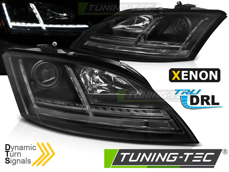 Phares xénon avec feux de jour à LED noirs SEQ compatibles avec Audi TT 06-10 8J