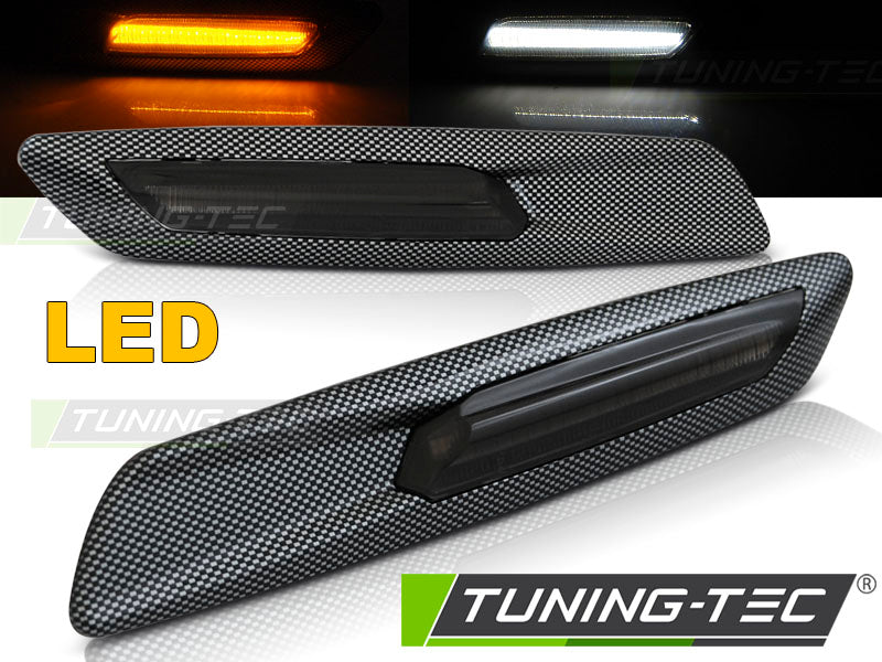 Clignotant latéral à LED fumée style carbone F10 compatible BMW E60/ E90/ E92/ E82
