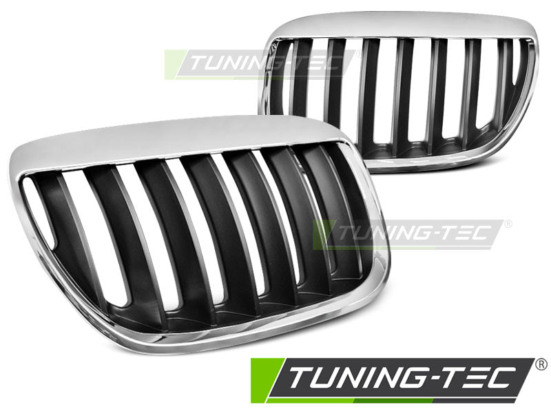 Grilles de calandre chromées noires compatibles BMW X5 E53 LCI 04-06