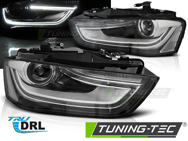 Phares avec feux de jour noirs pour Audi A4 B8 (2012-2015)