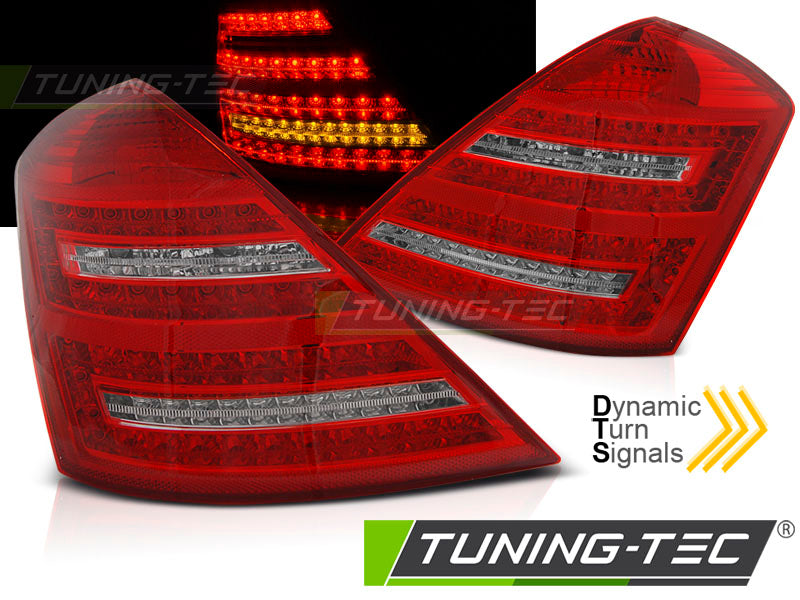 Feux arrière à LED rouge et blanc séquentiels compatibles avec Mercedes W221 Classe S (2005-2009)