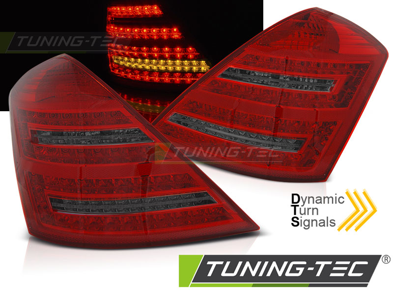 Feux arrière à LED rouges fumés SEQ compatibles avec Mercedes W221 Classe S 05-09
