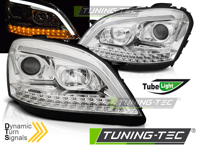 Phares tubulaires chromés SEQ compatibles avec Mercedes W164 ML M-KLASSA 05-07