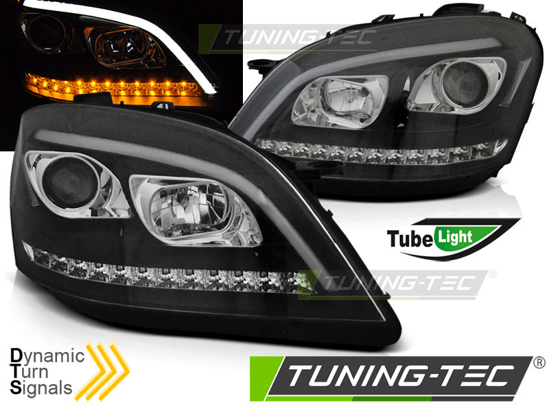 Phares tubulaires noirs SEQ compatibles avec Mercedes W164 ML M-KLASSA 05-07