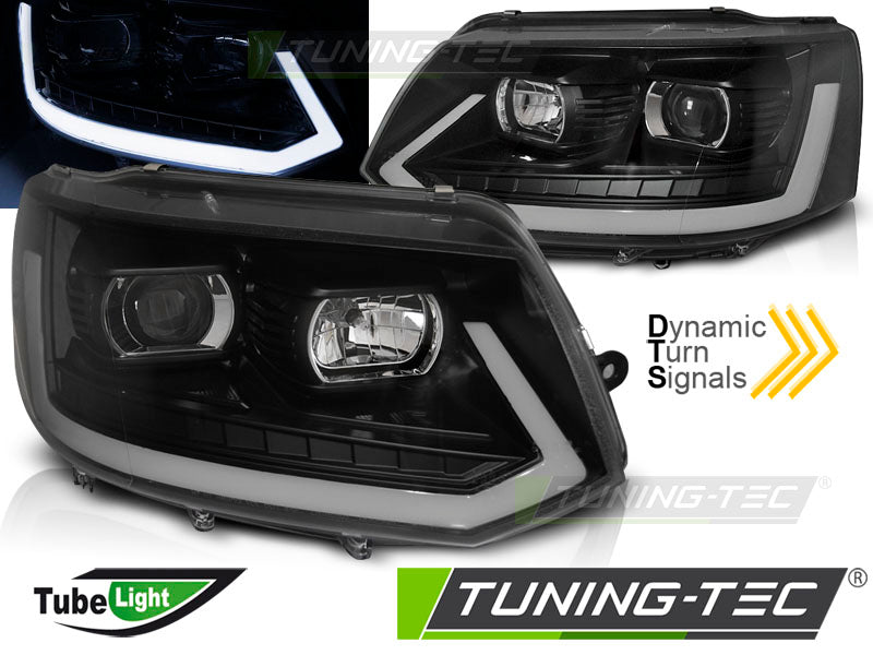 Phares tubulaires noirs SEQ compatibles VW T5 2010-2015