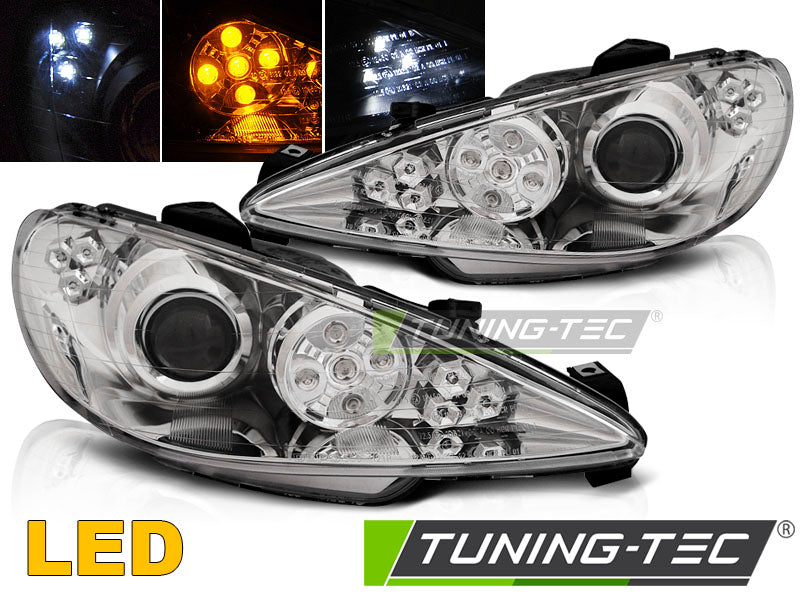 PEUGEOT 206 02 - FEUX DE JOUETS ANGEL EYES CHROMÉS LED