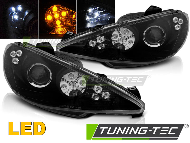 PEUGEOT 206 02 - FEUX DE JOUETS NOIRS À LED