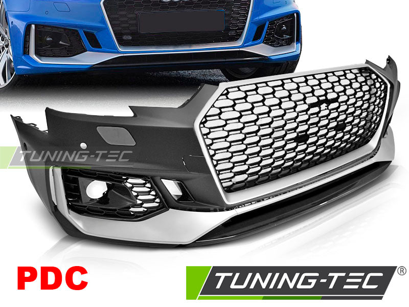 Pare-chocs avant sport argent noir PDC compatible Audi A4 B9 08.15-19