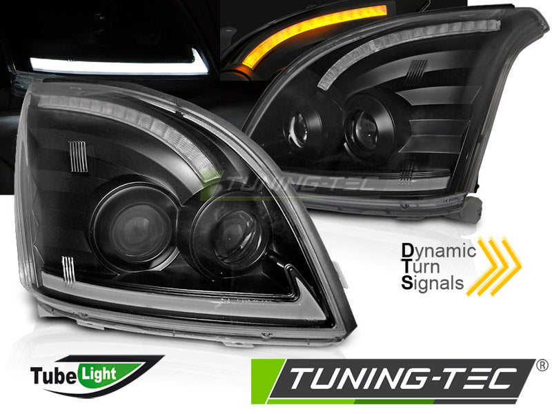 Feux arrière à LED noirs pour Toyota Land Cruiser 120 (2003-2009).