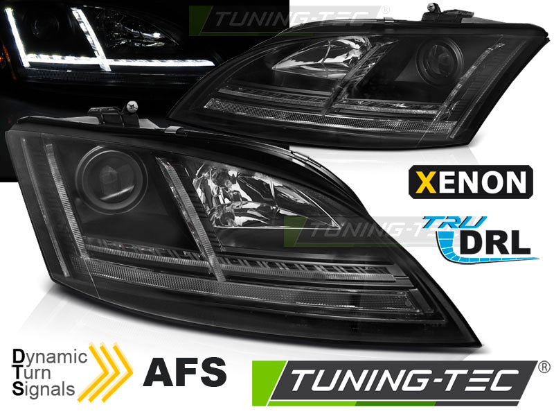 Phares xénon avec feux de jour à LED noirs SEQ compatibles avec Audi TT 06-10 8J avec AFS