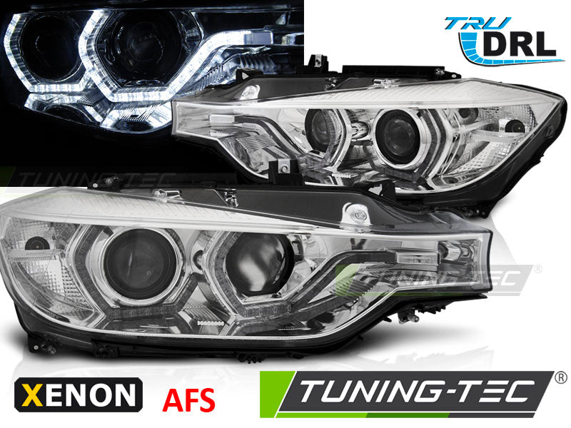 Phares au xénon avec feux de jour à LED Angel Eyes chromés AFS compatibles BMW F30/F31 10.11 - 05.15