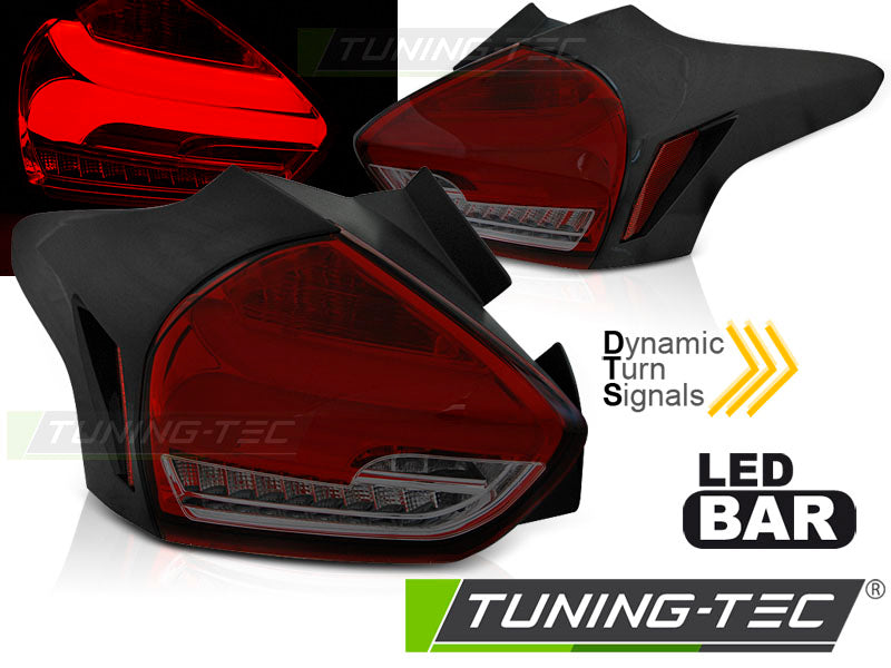 FORD FOCUS 3 15-18 HAYON ROUGE FUMÉ SÉQUENCE LED