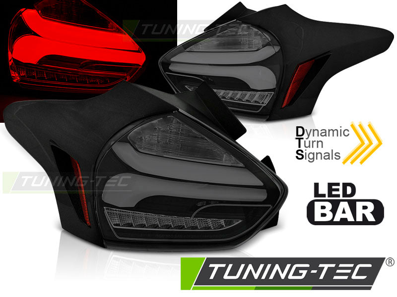 FORD FOCUS 3 15-18 HAYON NOIR FUMÉ SÉQUENCE LED