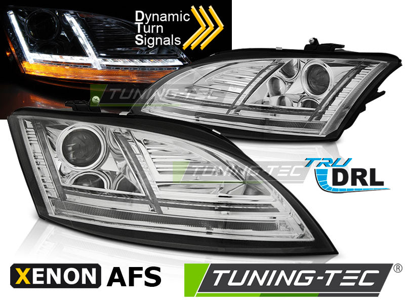 Phares xénon avec feux de jour à LED chromés SEQ compatibles avec Audi TT 10-14 8J avec AFS