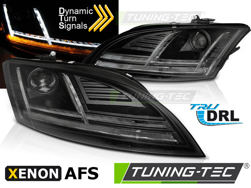 Phares xénon avec feux de jour à LED noirs SEQ compatibles avec Audi TT 10-14 8J avec AFS