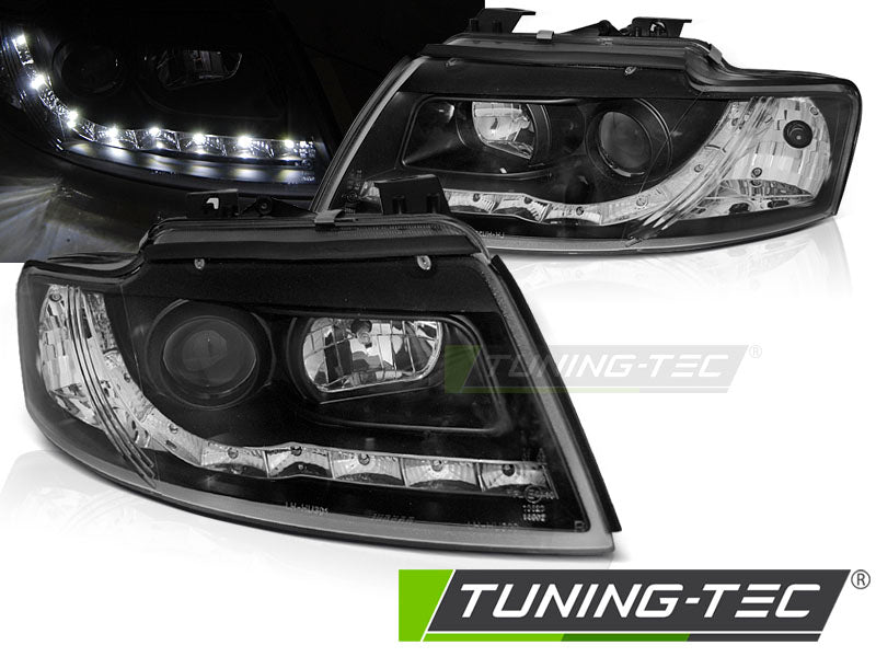 Phares de jour noirs compatibles avec Audi A4 B6 Cabriolet 02-06