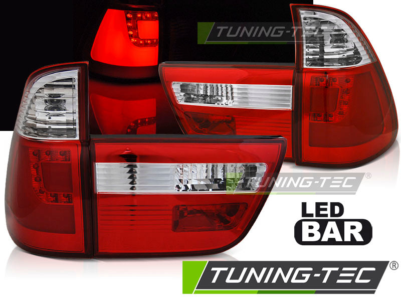Feux arrière à LED rouges et blancs compatibles avec BMW X5 E53 09.99-10.03