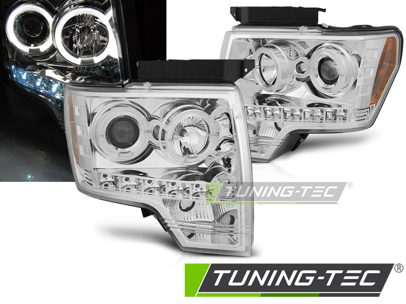 Feux arrière chromés Angel Eyes pour Ford F150 MK12 (2008-2014)