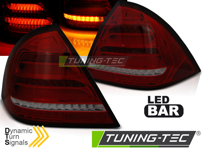 Feux arrière à LED rouges fumés SEQ compatibles avec Mercedes W203 Berline 00-04