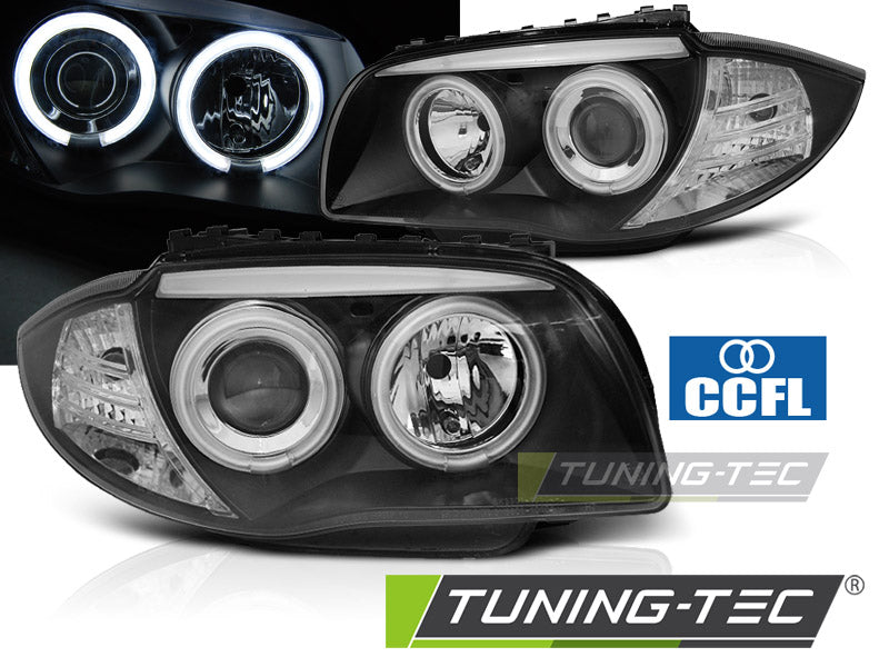 Phares Angel Eyes CCFL noirs compatibles BMW Série 1 E87/E81/82/88 04-11