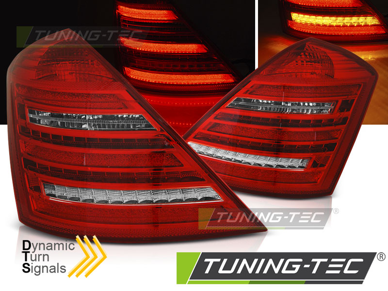 Feux arrière à LED rouge et blanc style SEQ W222 compatibles avec Mercedes W221 Classe S 05-09