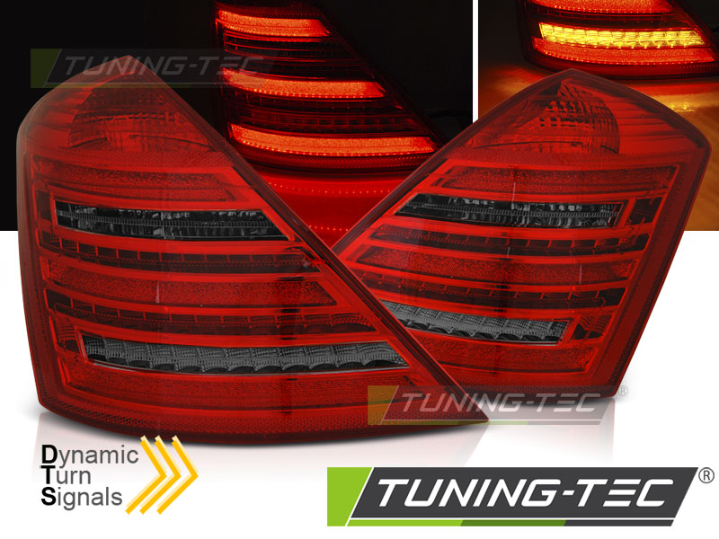 Feux arrière à LED rouges fumés style SEQ W222 compatibles avec Mercedes W221 Classe S 05-09