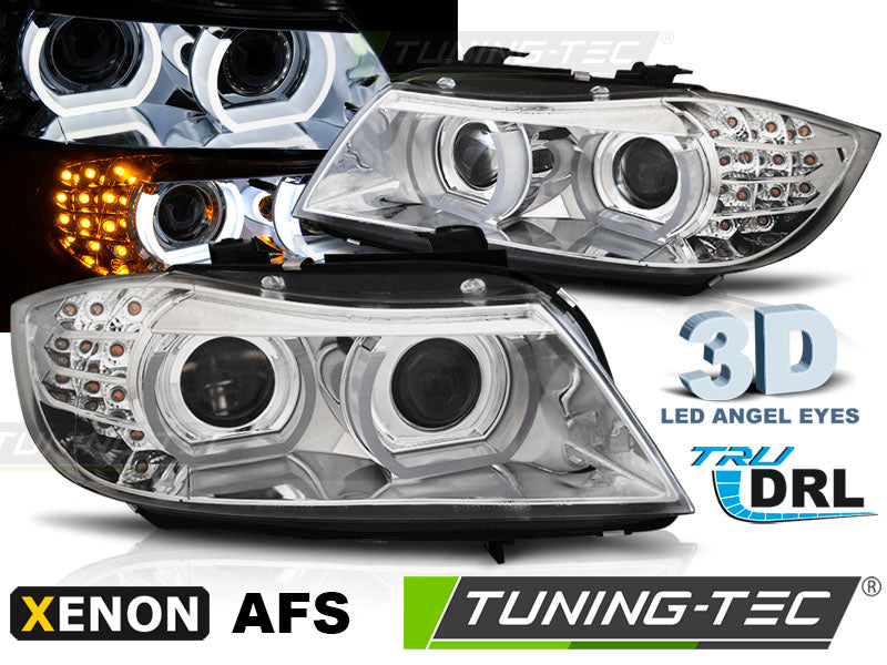 Phares au xénon avec feux de jour à LED chromés AFS compatibles BMW E90/E91 09-11