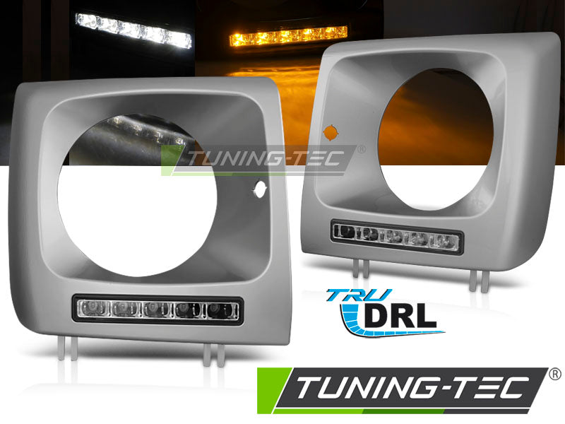 Phares LED DRL argentés compatibles avec Mercedes W461, W463 01-12
