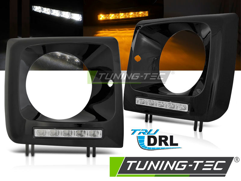 Phares LED avec feux de jour noirs compatibles avec Mercedes W461, W463 (2001-2012)