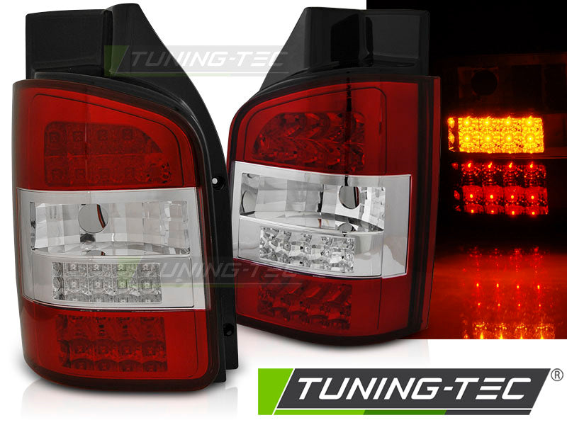 Feux arrière à LED rouge et blanc compatibles avec VW T5 Transporter 10-15