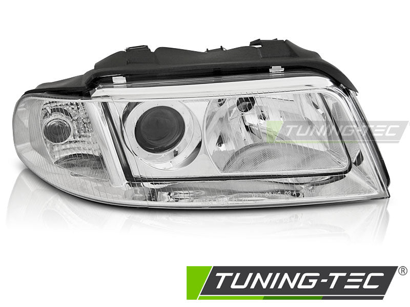 Phare chromé droit TYC compatible avec Audi A4 B5 99-00