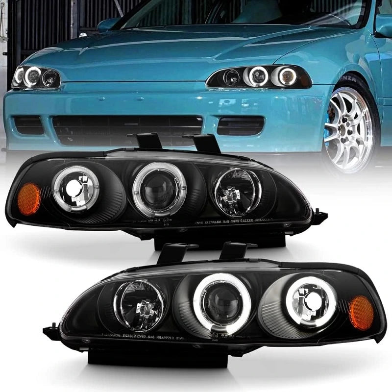 Phares Avant Angel Eyes Fond Noir Honda Civic EG/EH/EJ 92-95 